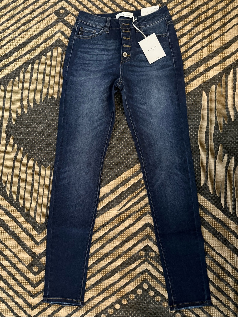 KanCan Dark Blue High-Rise Skinny Jeans with Button-Fly